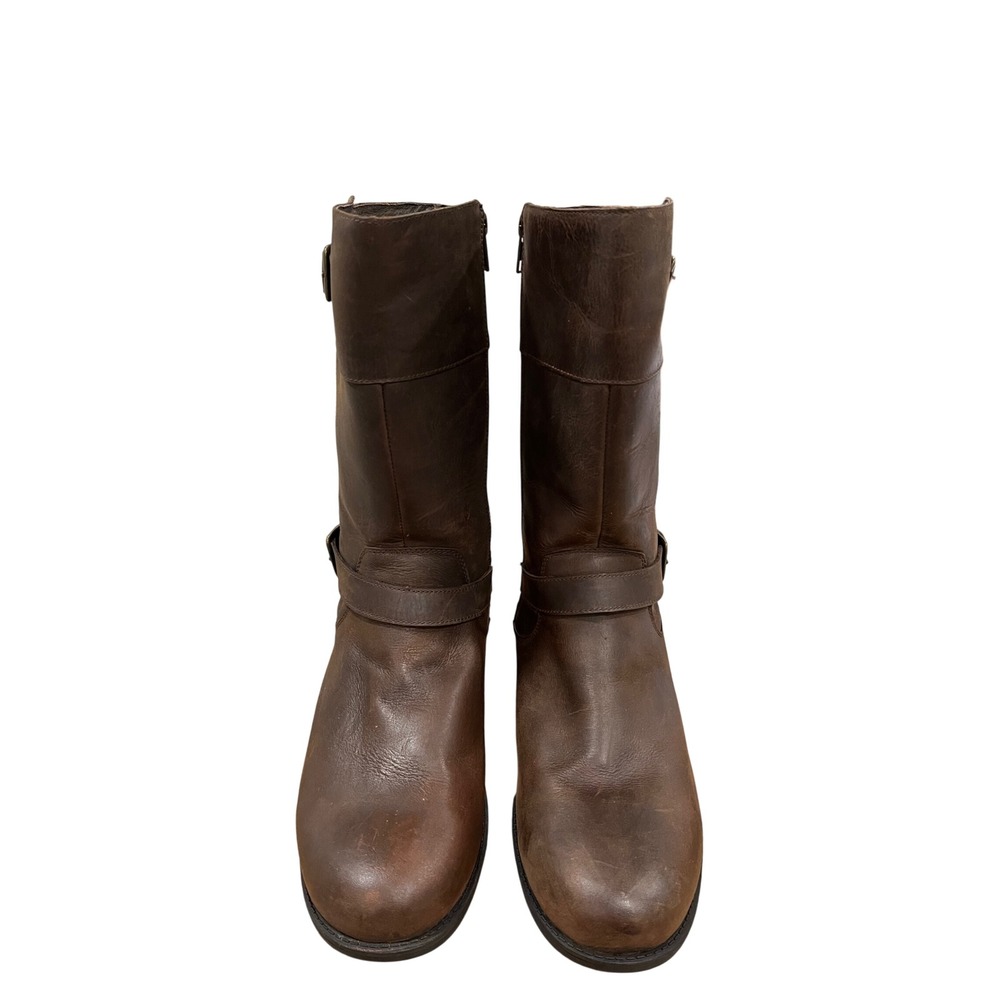 UGG Simmens Stout Brown Waterproof Leather Wool Lined Moto Boots 1015717 Wms 11